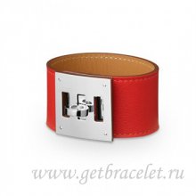 Hermes Kelly Dog Bracelet Red With Silver